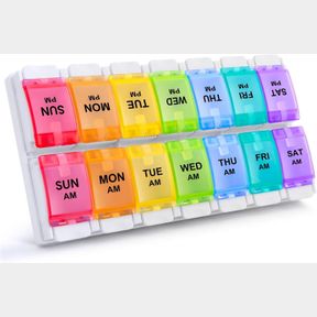 SUKUOS AM PM WEEKLY PILL ORGANIZER 2 TIMES A DAY, LARGE DAILY PILL BOX CASE 7 DAY WITH EASY PUSH BUTTON DESIGN, DETACHABLE MEDICIN