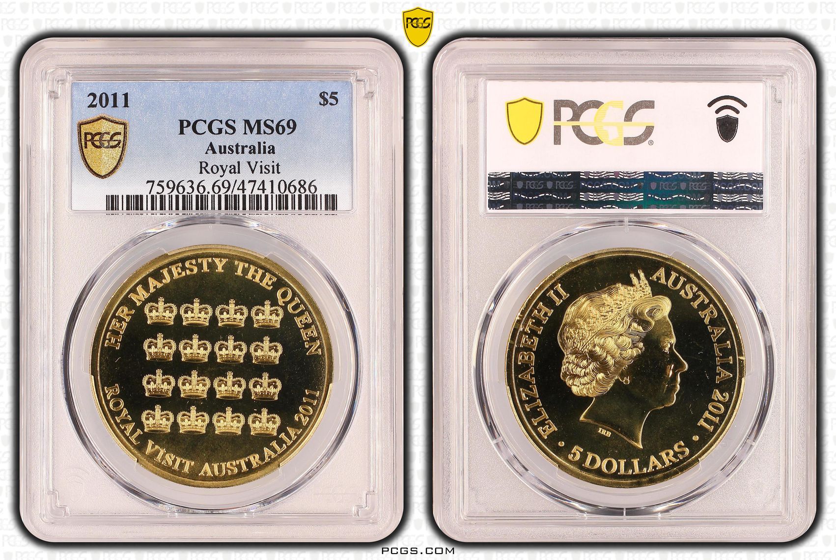 Elizabeth II, Royal Visit, Five Dollar, 2011, PCGS MS69