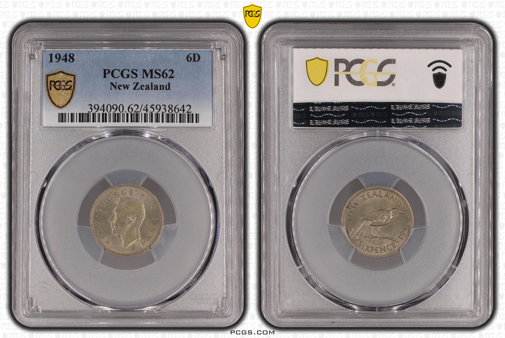 1948 New Zealand Sixpence PCGS - MS62 -642
