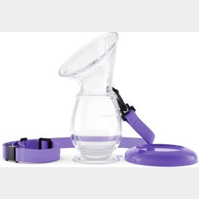 LANSINOH SILICONE BREAST PUMP FOR BREASTFEEDING WITH SUCTION BASE, 4 OUNCES, PORTABLE AND LIGHTWEIGHT, INCLUDES NECK STRAP AND PRO