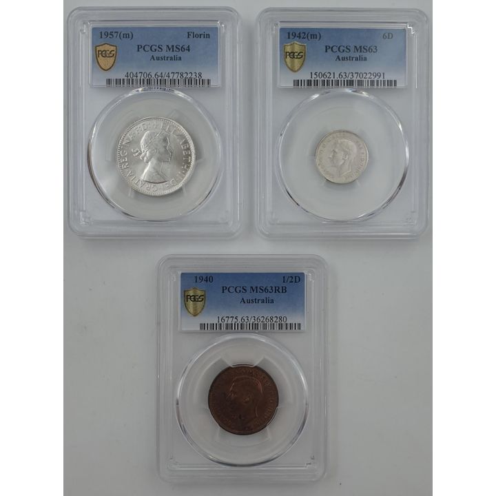 PCGS Graded Pre-decimal Coins (x3)