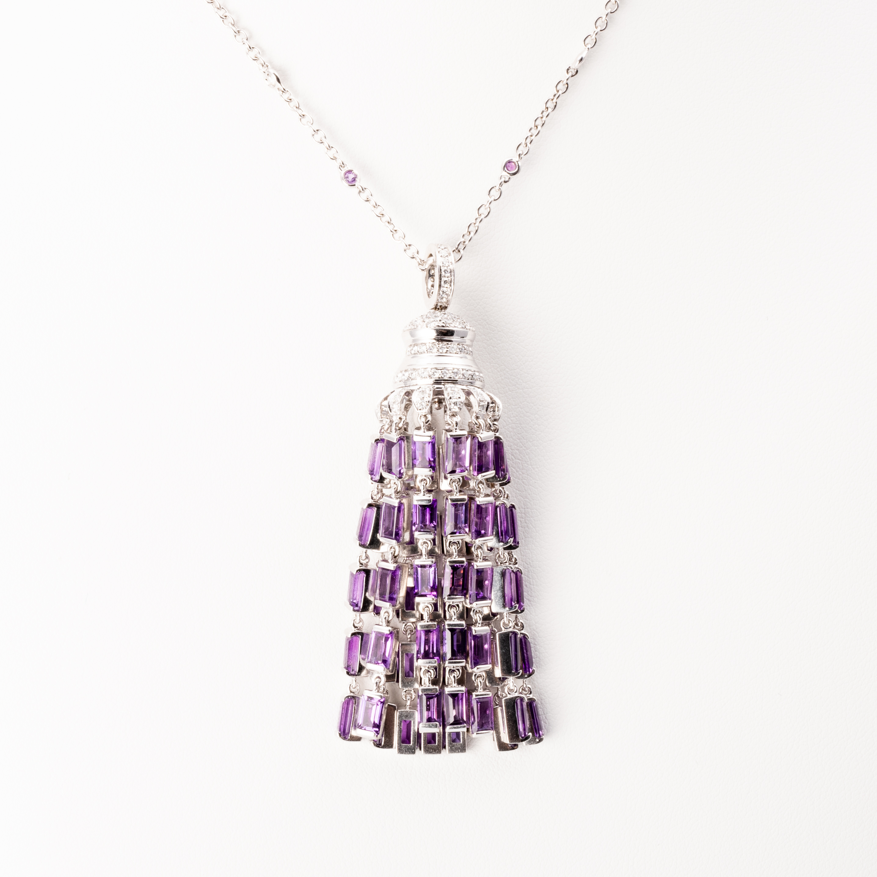 170 · Amethyst & Diamond Chandelier Pendant & Chain 18ct
