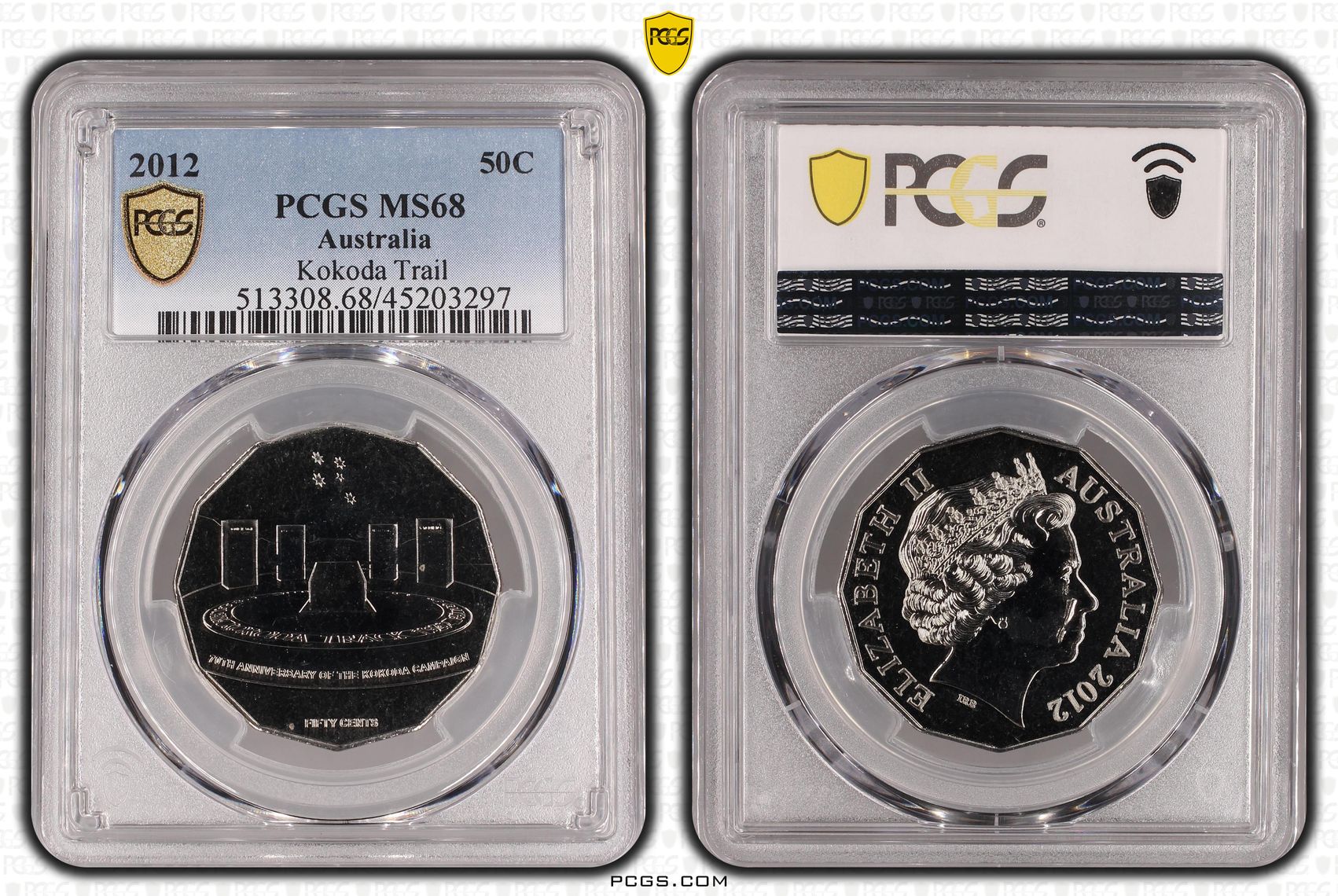2012 Australia Fifty Cent, 50c Kokoda Trail PCGS - MS68 -297