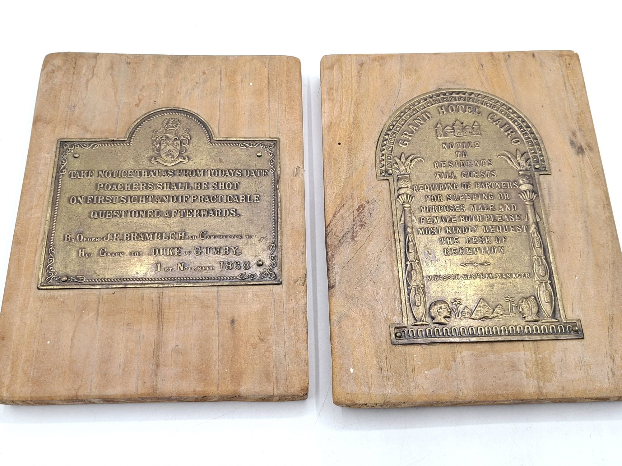 GRAND HOTEL CAIRO BRASS PLATE