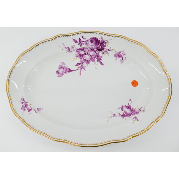 Meissen Pink Flower Porcelain Oval Serving Plate- 16.5"