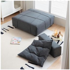 MODULAR ARMLESS SECTIONAL SOFA WITH REMOVABLE BACK CUSHION - 33.1" SEAT DEPTH - DARK GREY