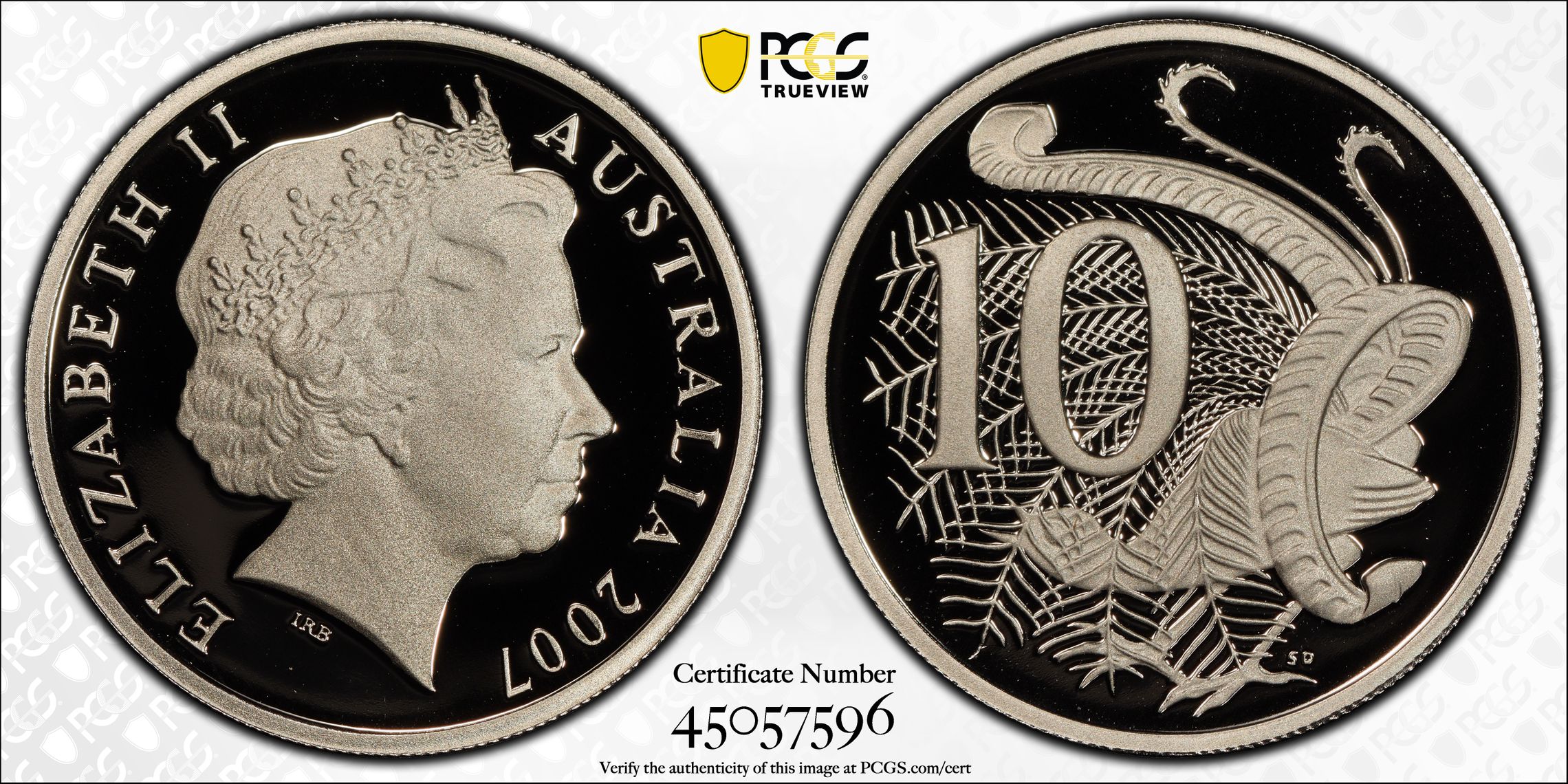 2007 Australia Ten Cent, 10c PCGS - PR70DCAM POP 40/0 -596