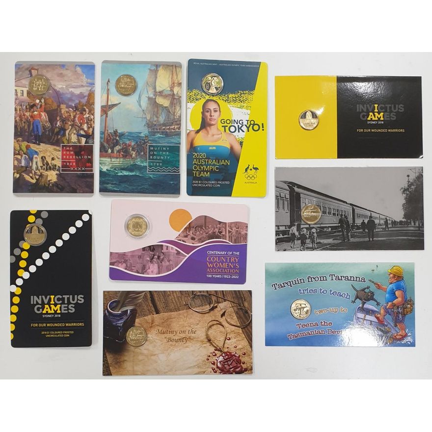 Unc. Carded Coins (x9)