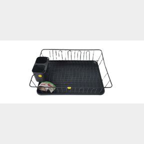 Stainless Steel Dish Rack Cutlery Holder Drip Tray - Matte Black