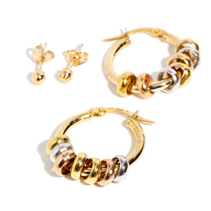 Two Pairs of 9 Carat Gold Earrings