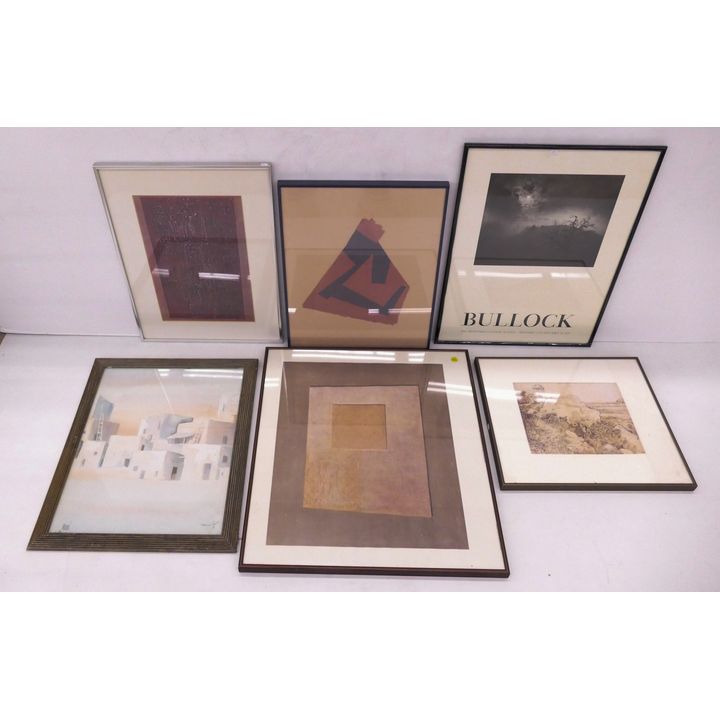 6pc Modern Art Prints Framed- Mark Tobey Etc- Largest 26x23''