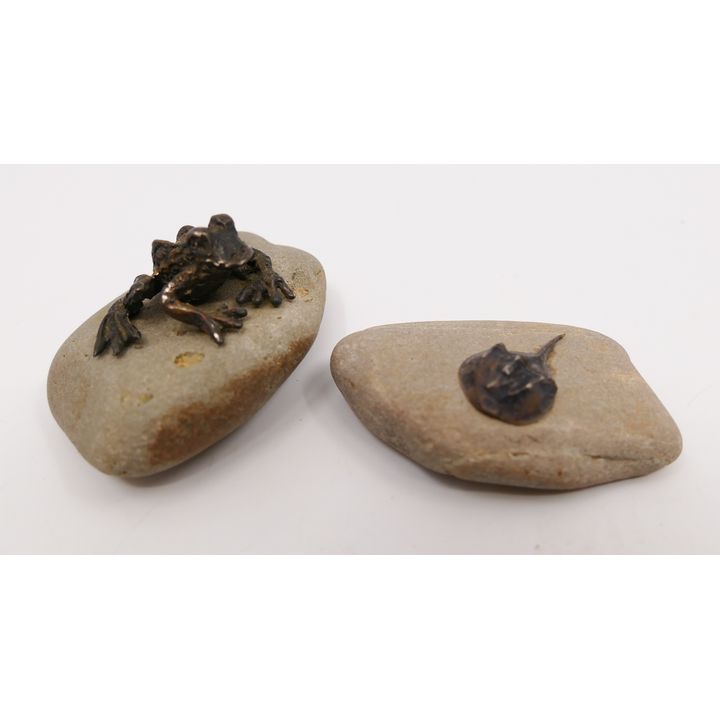 2pc Scarponi Sterling Miniature Frog & Horseshoe Crab- largest 2''