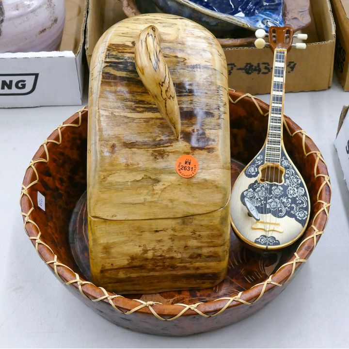 3pc Wood Art Box and Bowl etc.