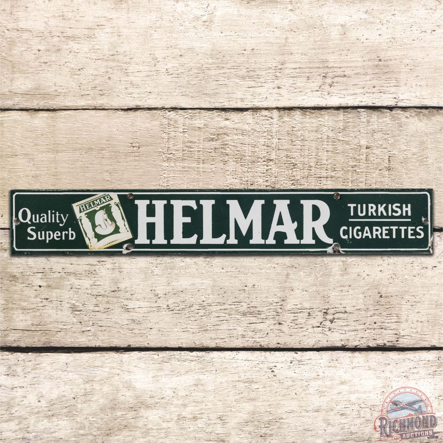 Helmar Quality Superb Turkish Cigarettes SS Porcelain Sign w/ Pack