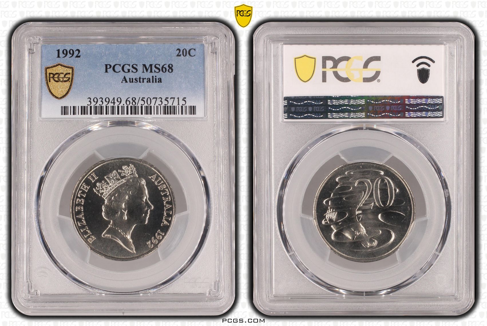 Twenty cent, 1992, PCGS MS68
