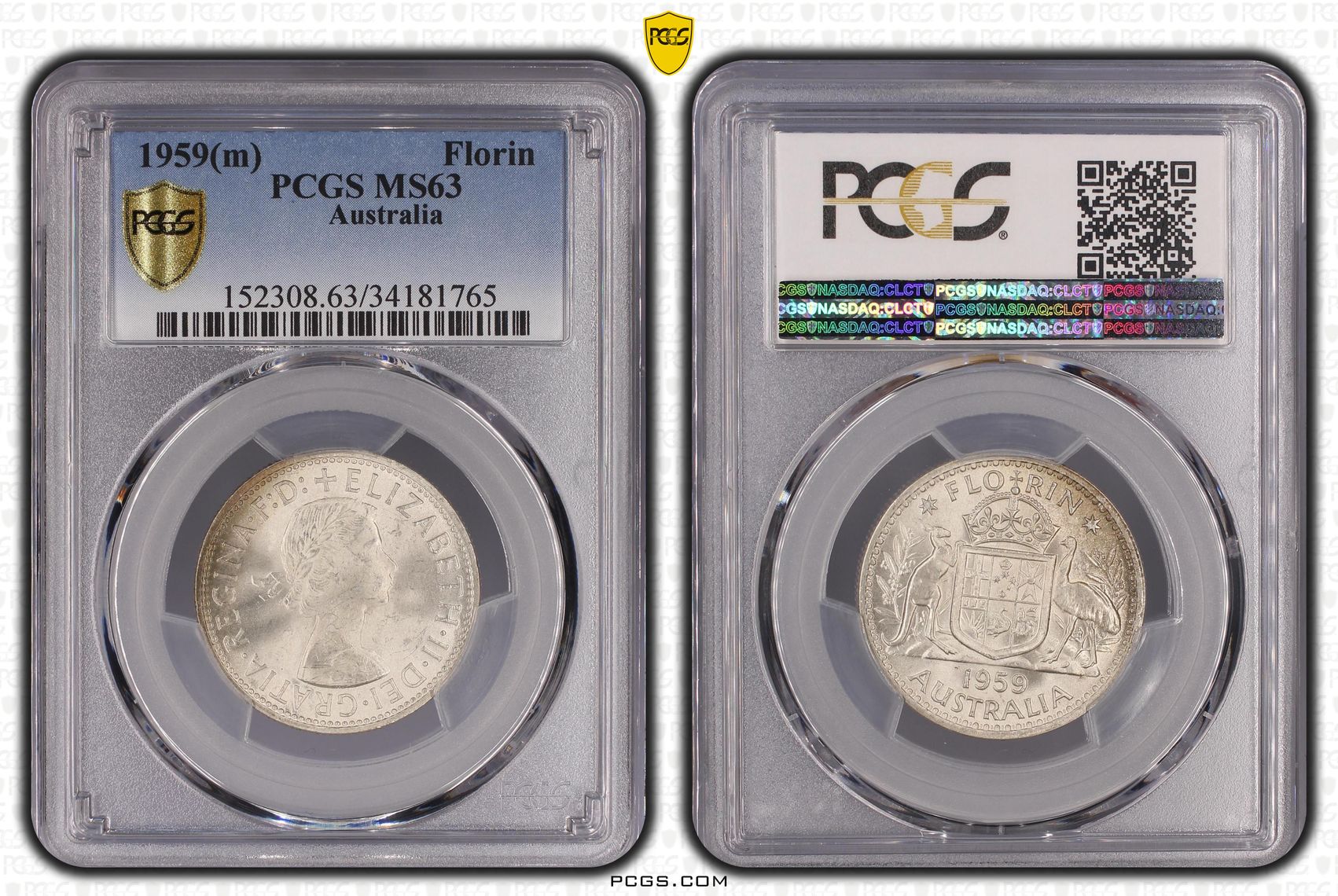 1959(m) Australia Florin Silver PCGS - MS63 -765