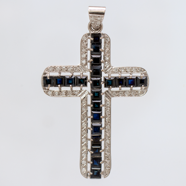 CRUZ CON ZAFIROS Y DIAMANTES