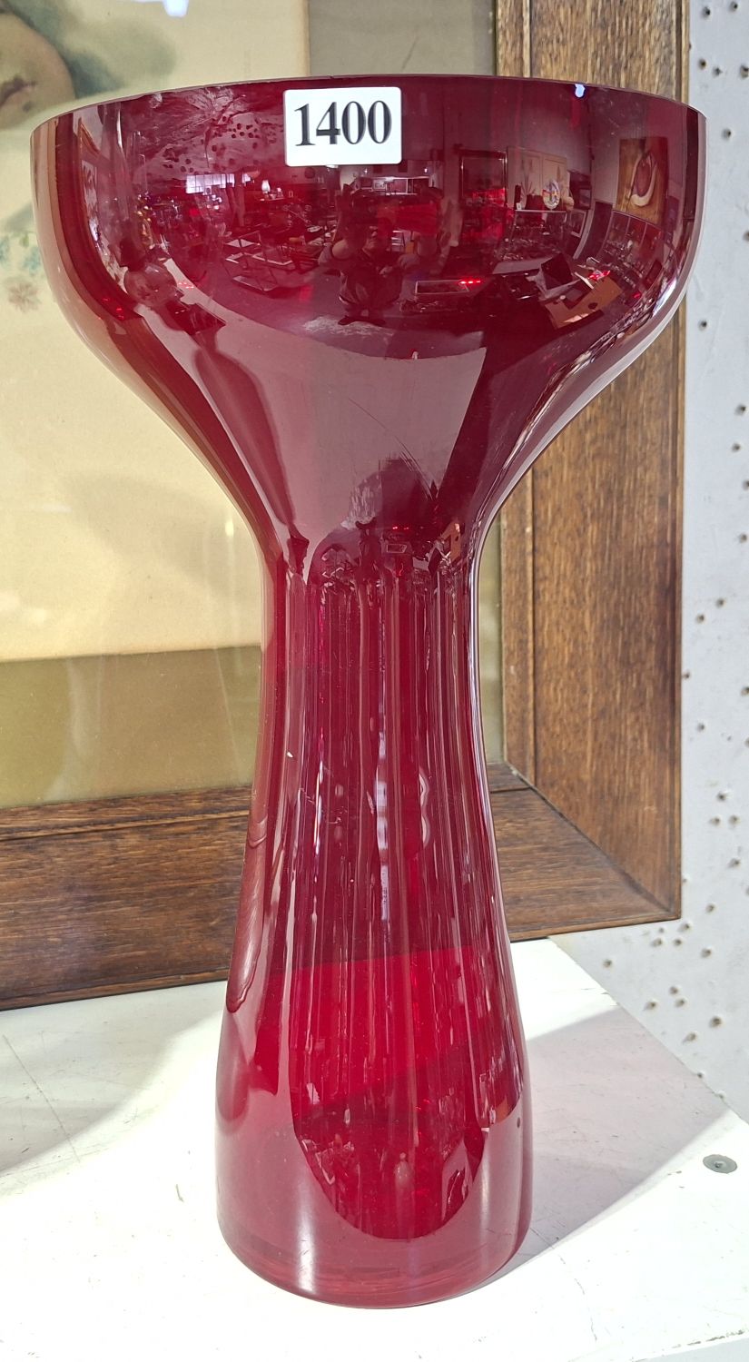 Retro Ruby Glass Vase