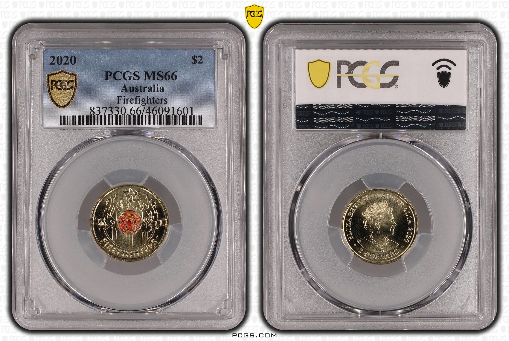 Firefighters Colourised, Two Dollar, 2020, PCGS MS66