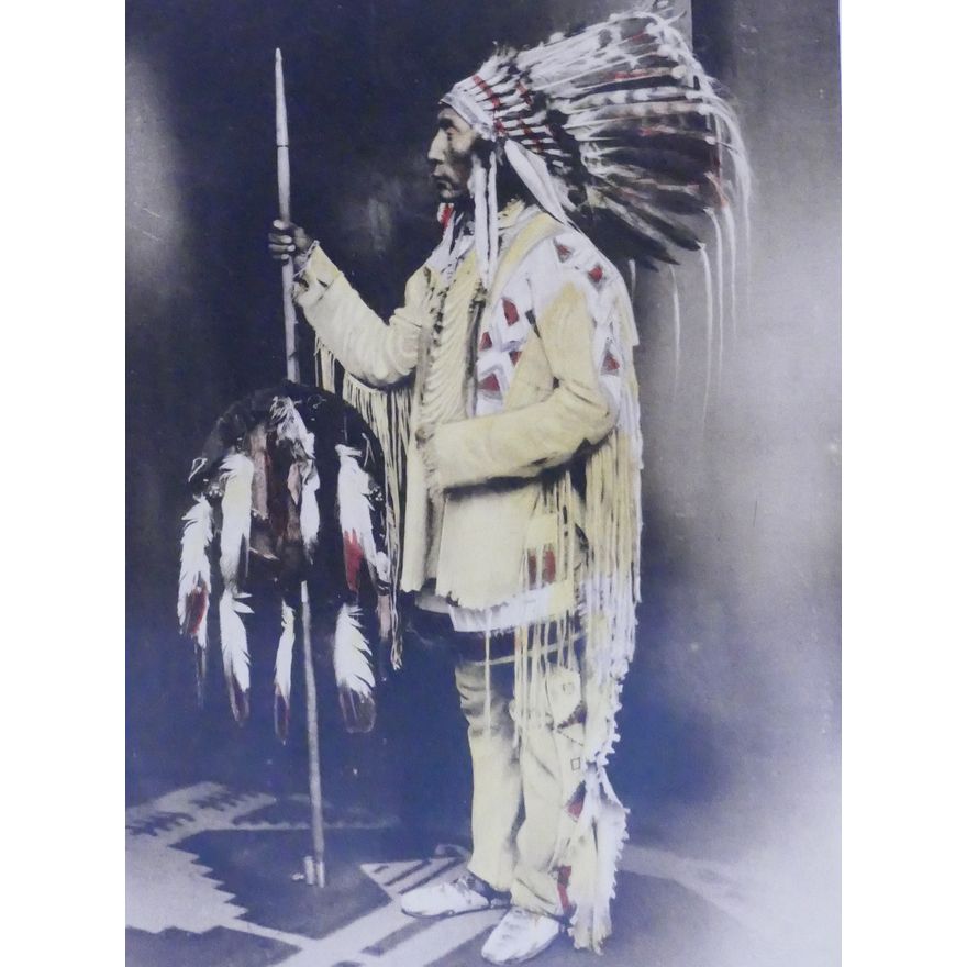 Carl Moon Tinted Indian Chief Photograph Framed- 14x12''