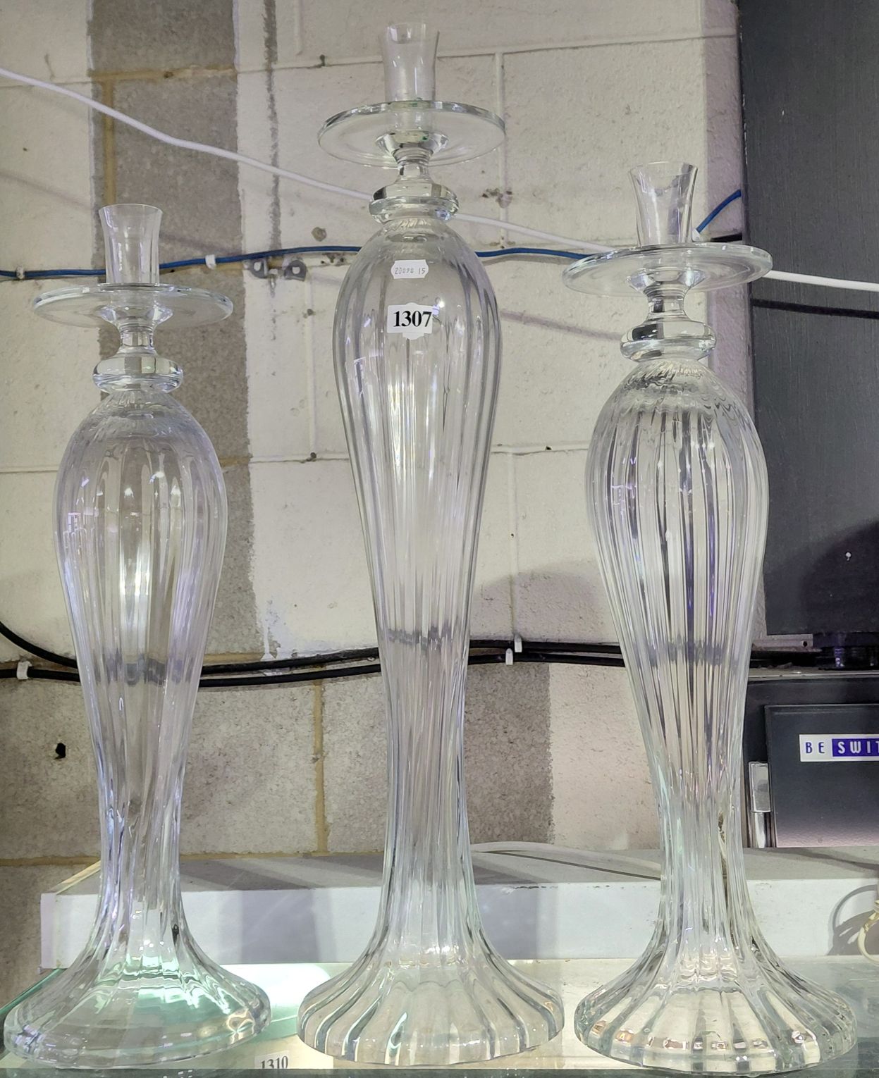 Three Modern Glass Candle Holders