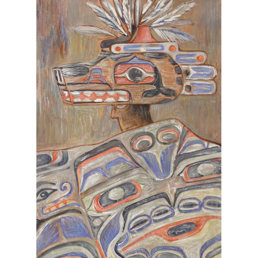 Helmi Juvonen ''Wolf Mask Dancer'' Tempera