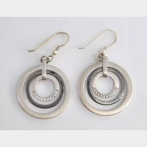 VIVENTY SILVER ROUND MATT POLISH EARRINGS WITH CUBICS - 51543/52