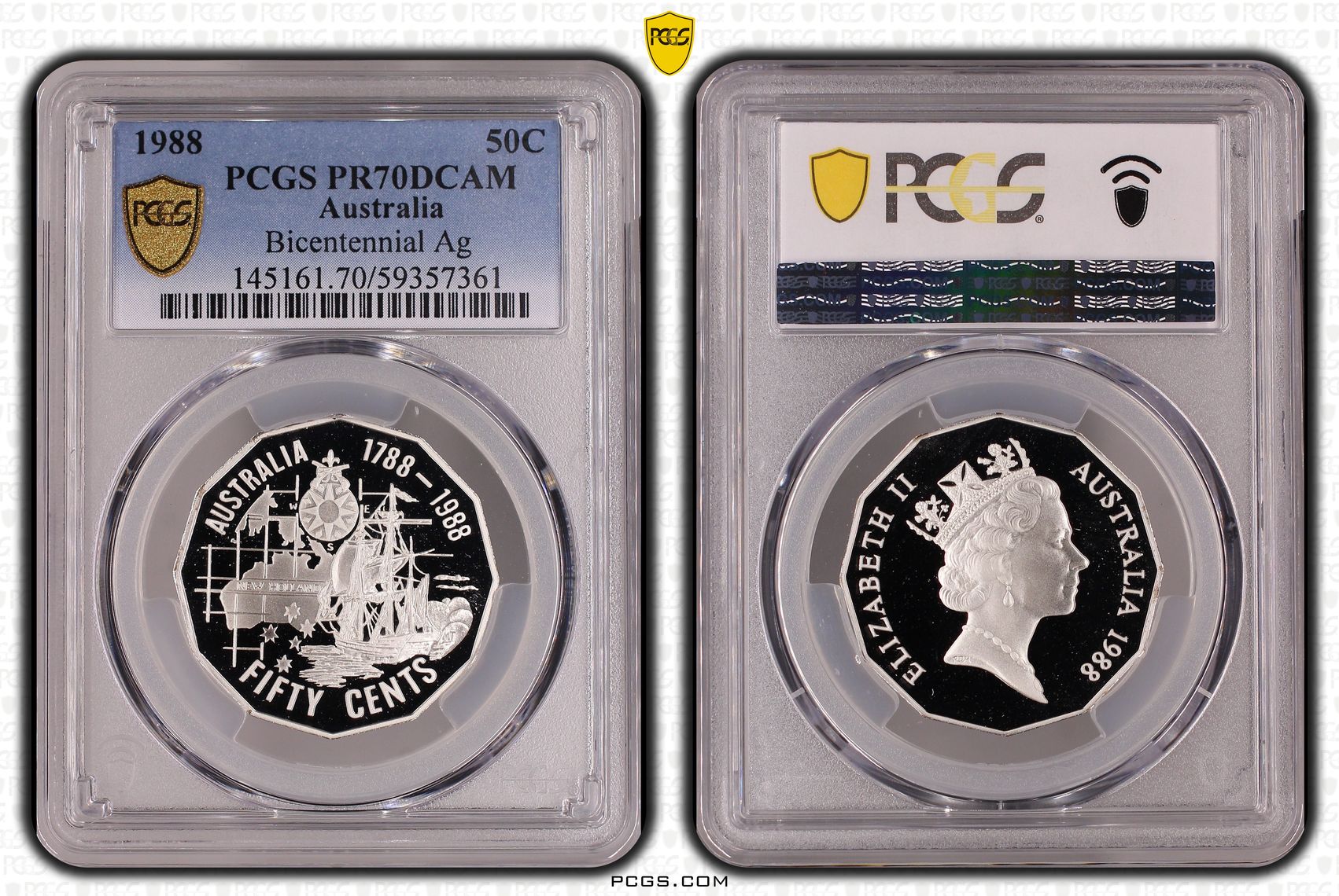Elizabeth II, Bicentennial Silver, Fifty Cent, 1988, PCGS PR70DCAM