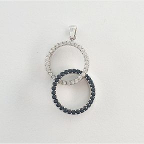 9CT WHITE GOLD PENDANT WITH .400CT WHITE & BLACK DIAMONDS - 51633/363