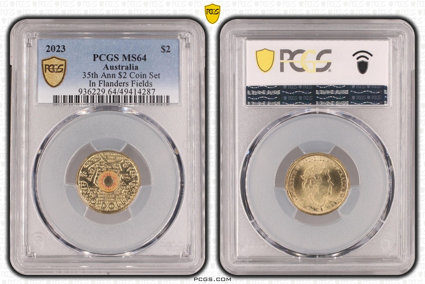 Elizabeth II, 35th Ann $2 Coin Set In Flanders Fields , Two Dollar, 2023, PCGS MS64