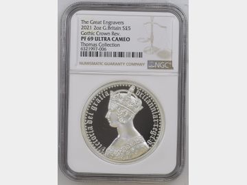 2021 THE GREAT ENGRAVERS 'GOTHIC PORTRAIT' SILVER 2oz PROOF 5 POUND PF69 UCAM (THOMAS COLLECTION)