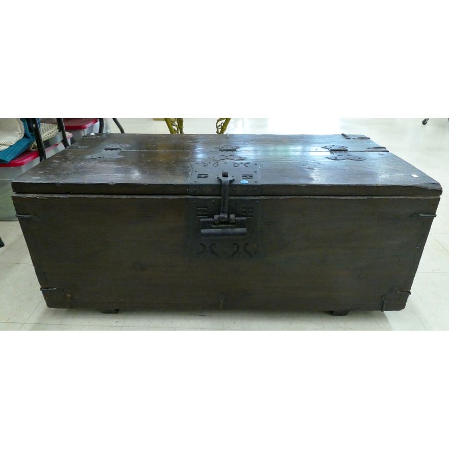 Antique Korean Joseon Wood Trunk 18'' x 42.5'' x 22''