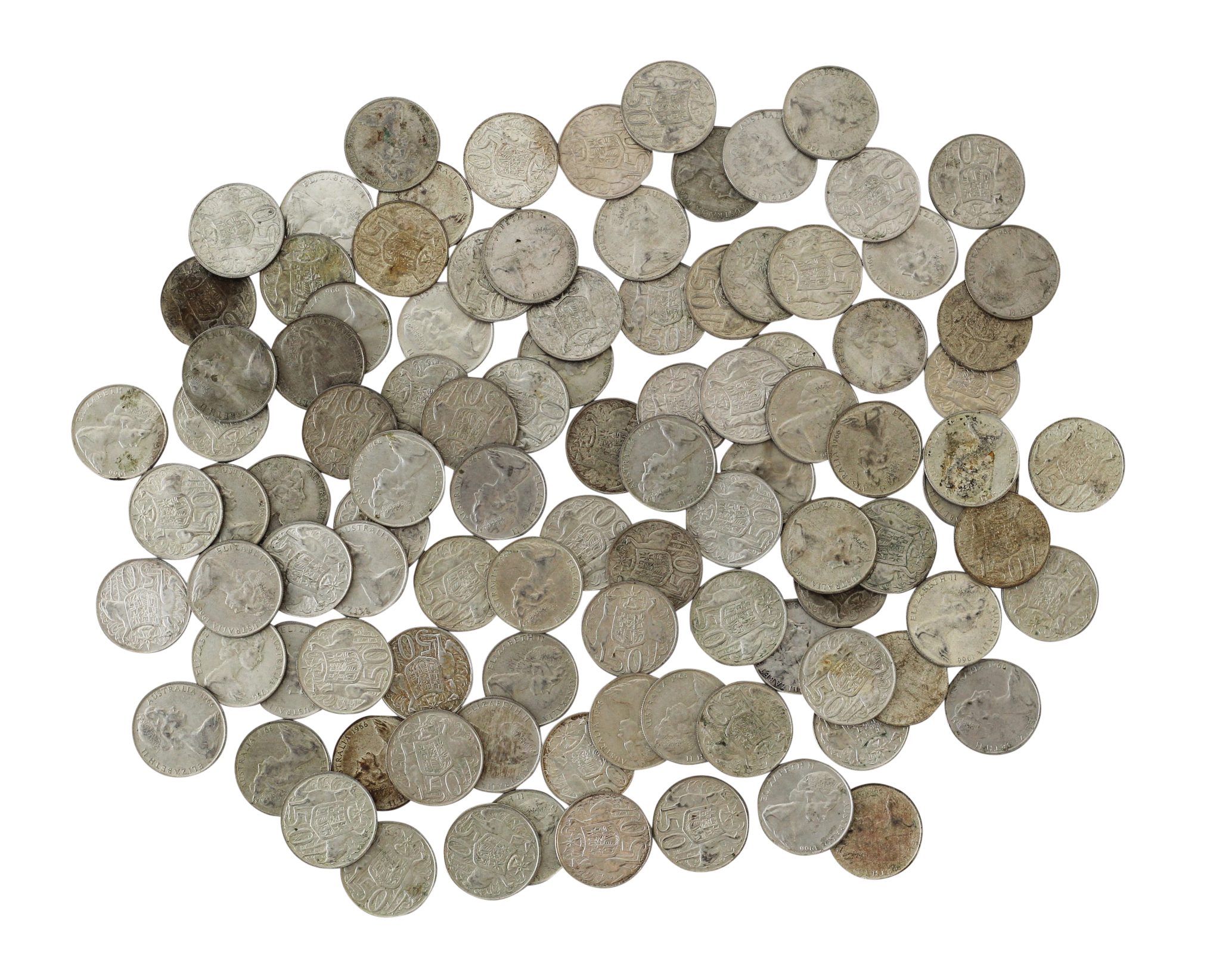 Group, Elizabeth II, Fifty Cents, 1966, F-VF