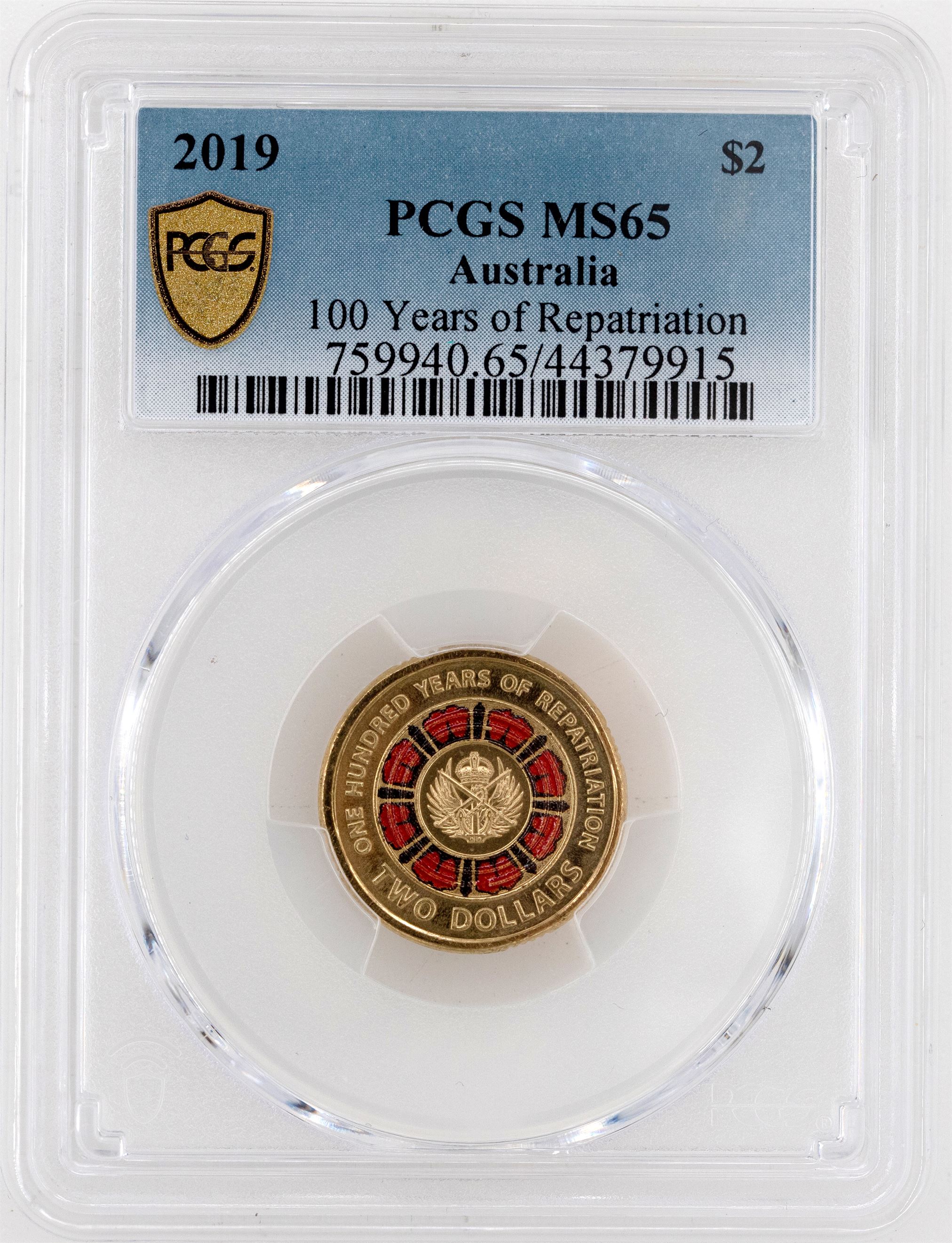 2019 Australia Two Dollar, $2 100 Years of Repatriation PCGS - MS65 -915