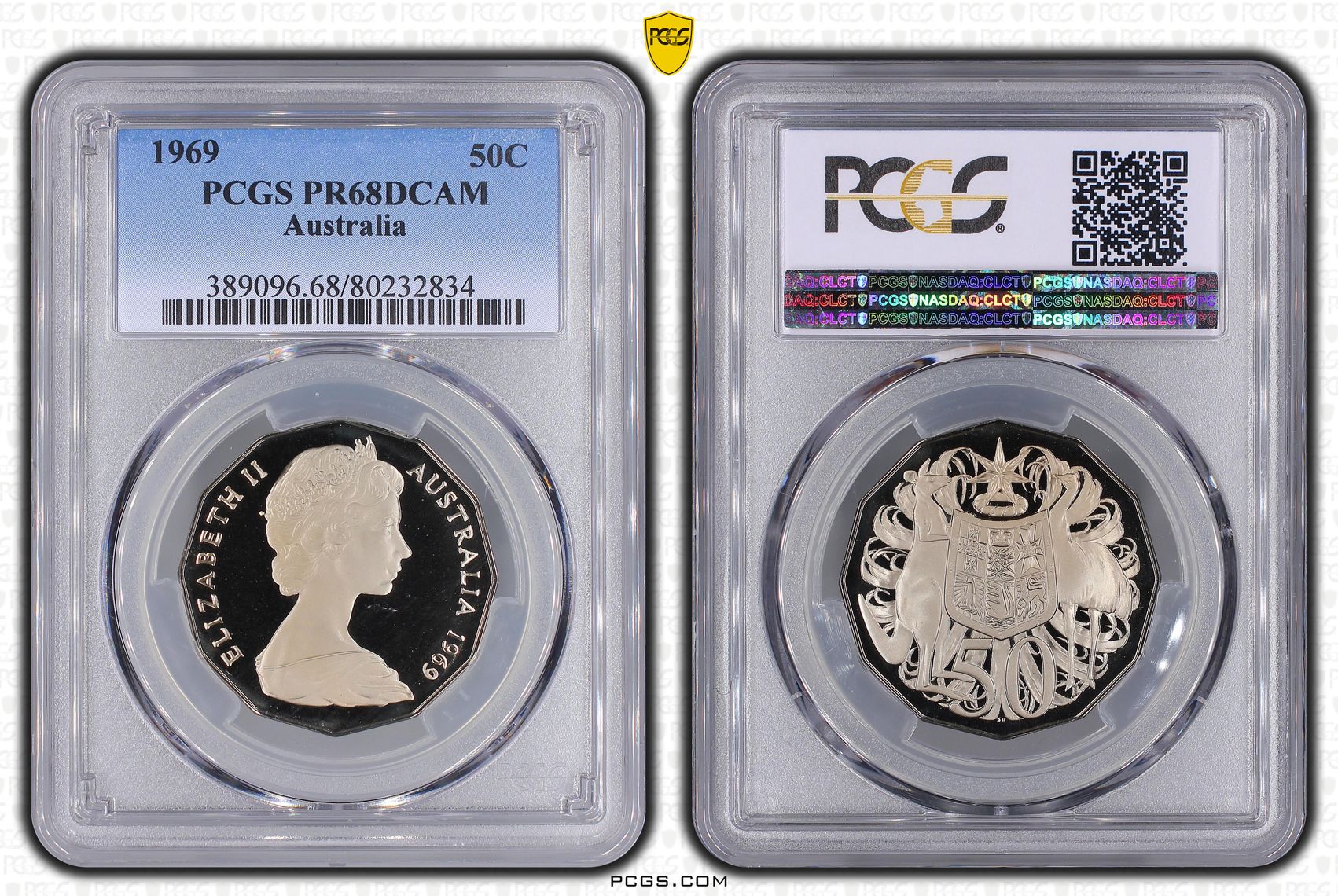 Elizabeth II, Fifty Cent, 1969, PCGS PR68DCAM