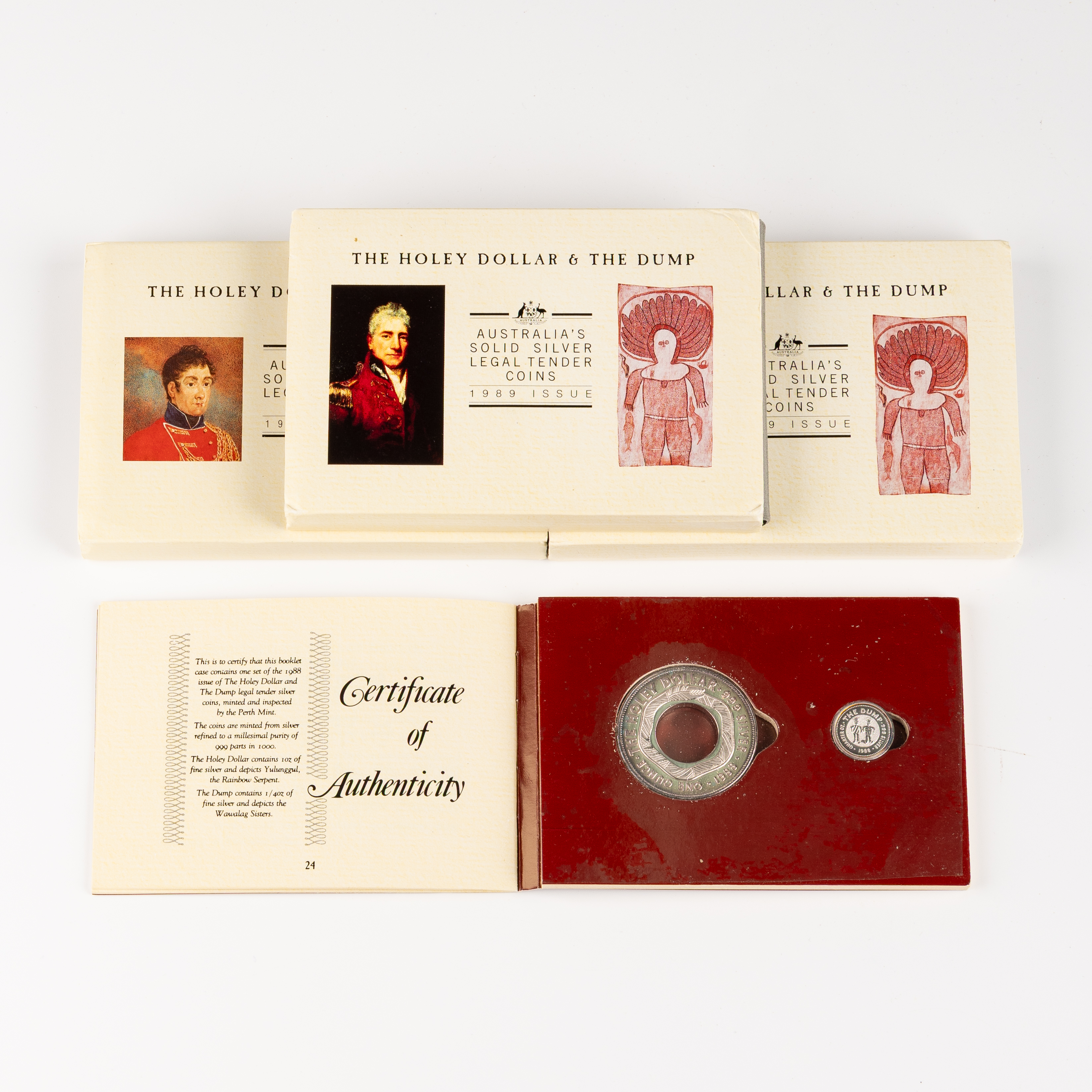 Elizabeth II, Perth Mint - The Holey Dollar & The Dump, One Dollar, 1988 - 1990, FDC