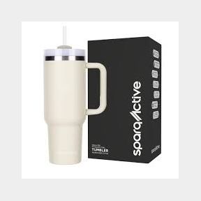 Spara Actice - Stainless Steel Double Wall Travel Tumbler straw Thirst Quencher 40oz 1.18L - Dune -(Lid Is Damaged) -51745/25149