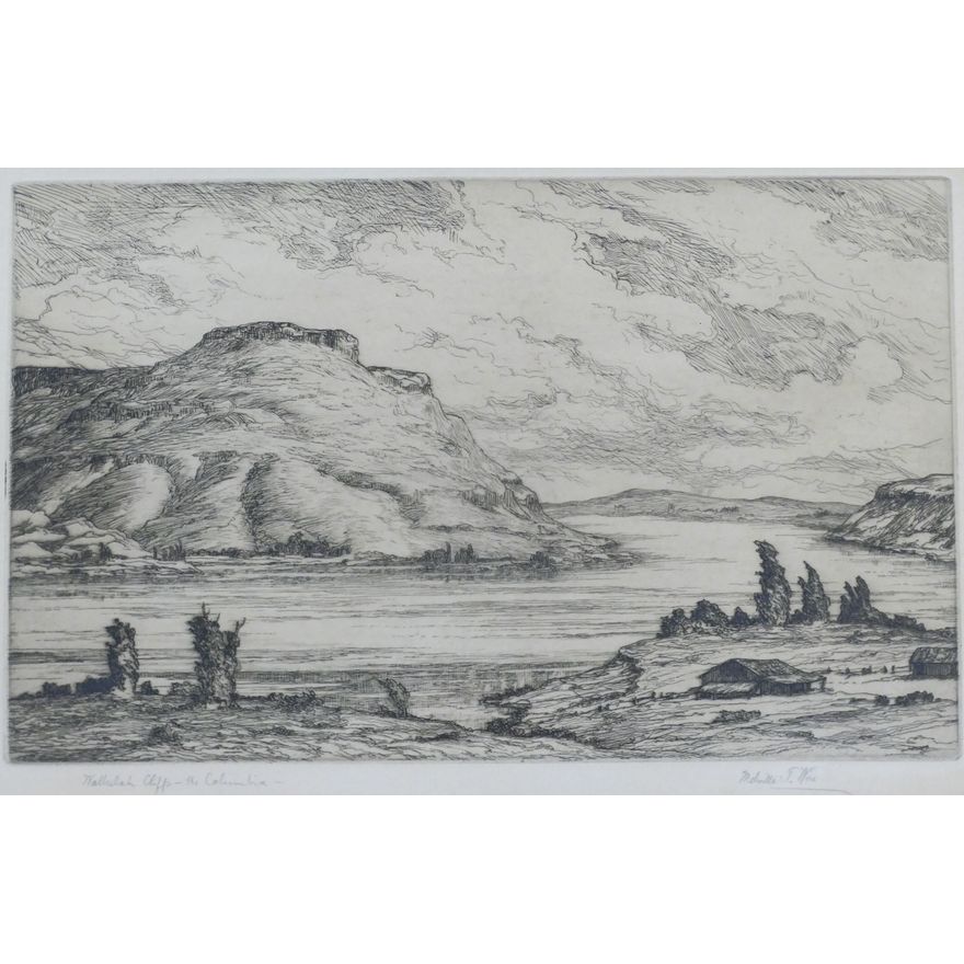 Melville Wire ''Wallulah Cliff - The Columbia'' Signed Etching