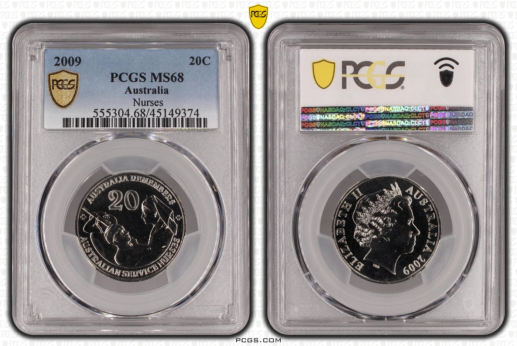 2009 Australia Twenty Cent, 20c Nurses PCGS - MS68 POP 4/0 -374