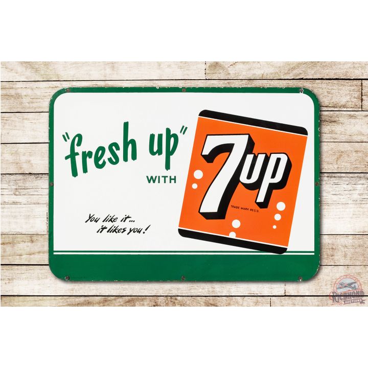 Fresh Up With 7up & Logo Porcelain Sign