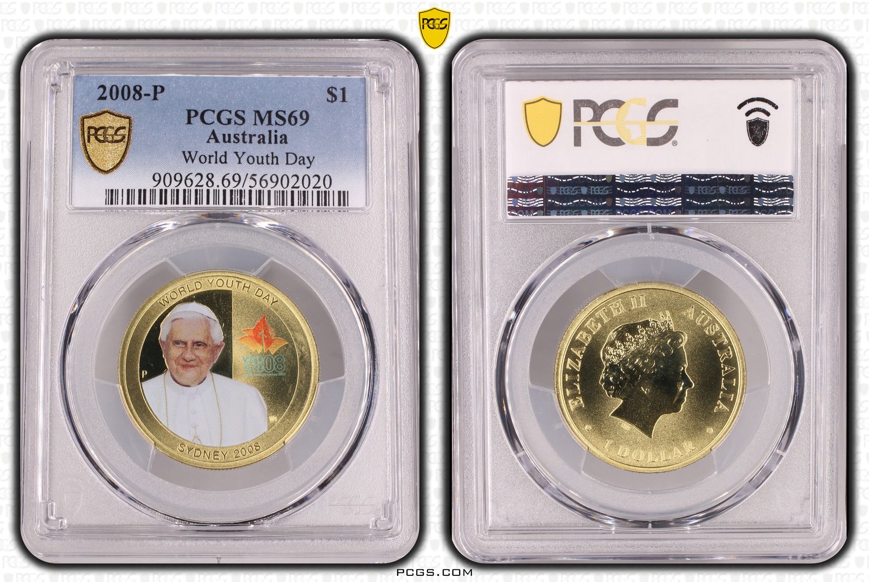 World Youth Day, One Dollar, 2008-P, PCGS MS69