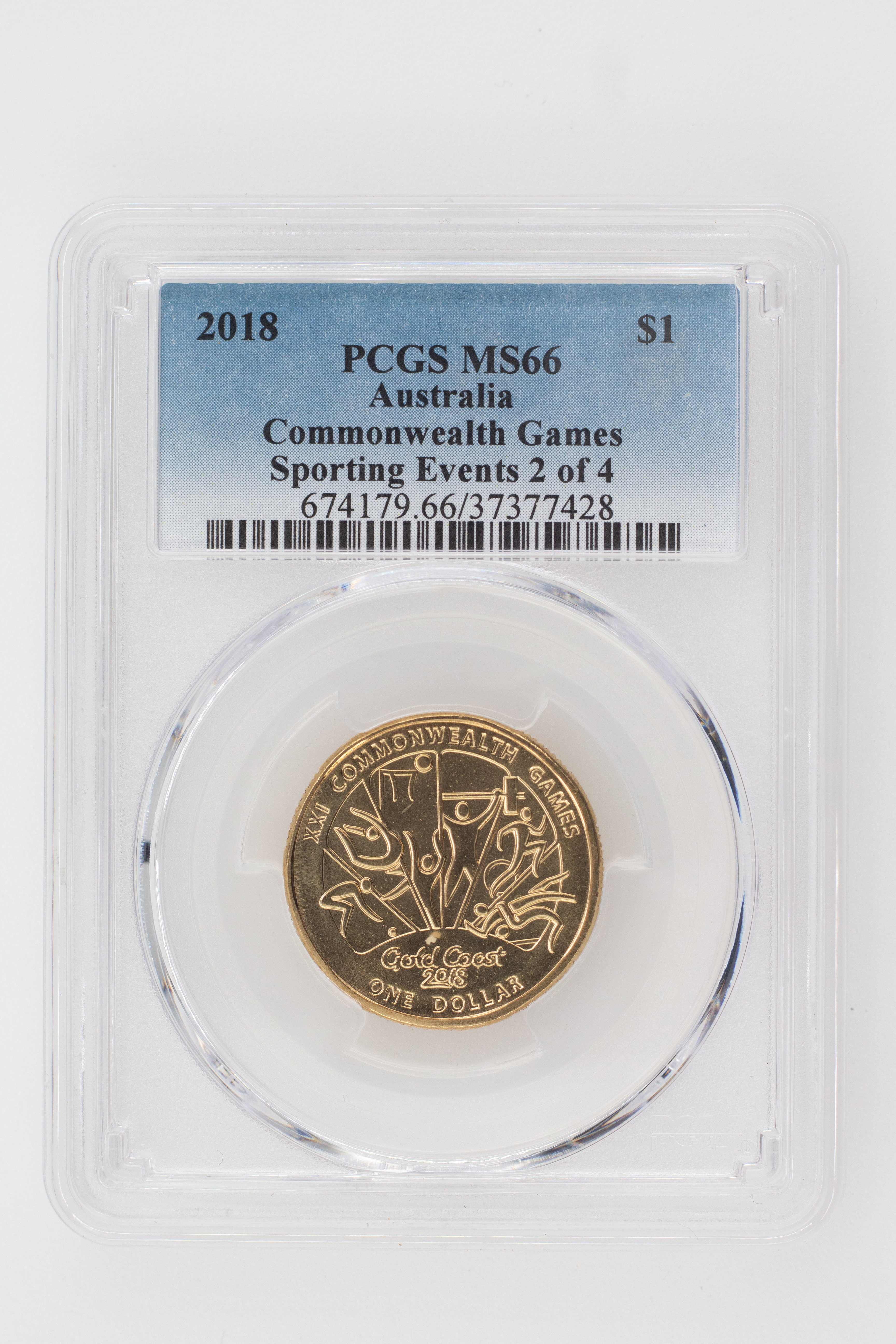 2018 Australia One Dollar, $1 Commonwealth Games - Sporting Events 2 of 4 PCGS - MS66 -428