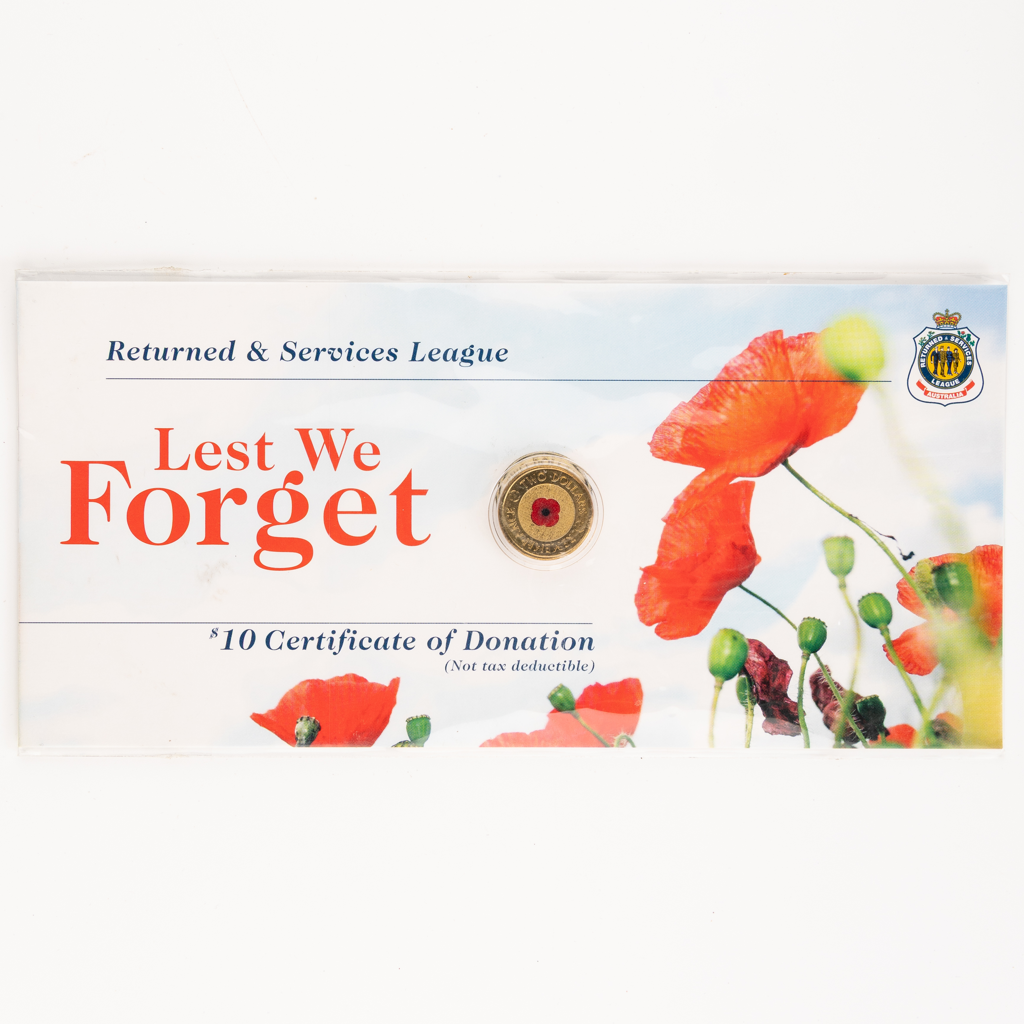115 · RSL Lest We Forget Red Poppy, Two Dollars, 2012,  UNC