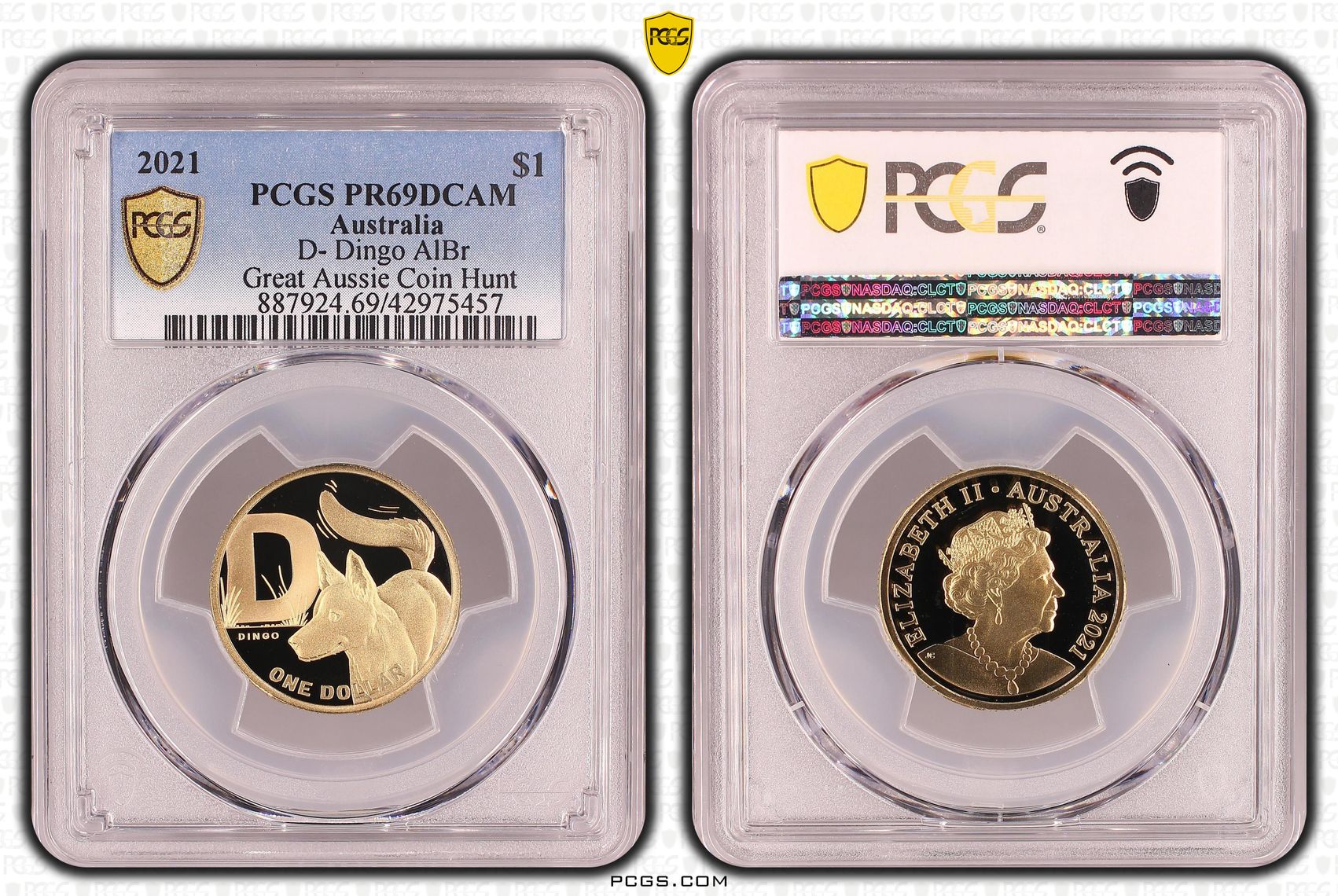 Elizabeth II, D- Dingo, Great Aussie Coin Hunt, One Dollar, PR69DCAM , 2021 PCGS POP - 2/0
