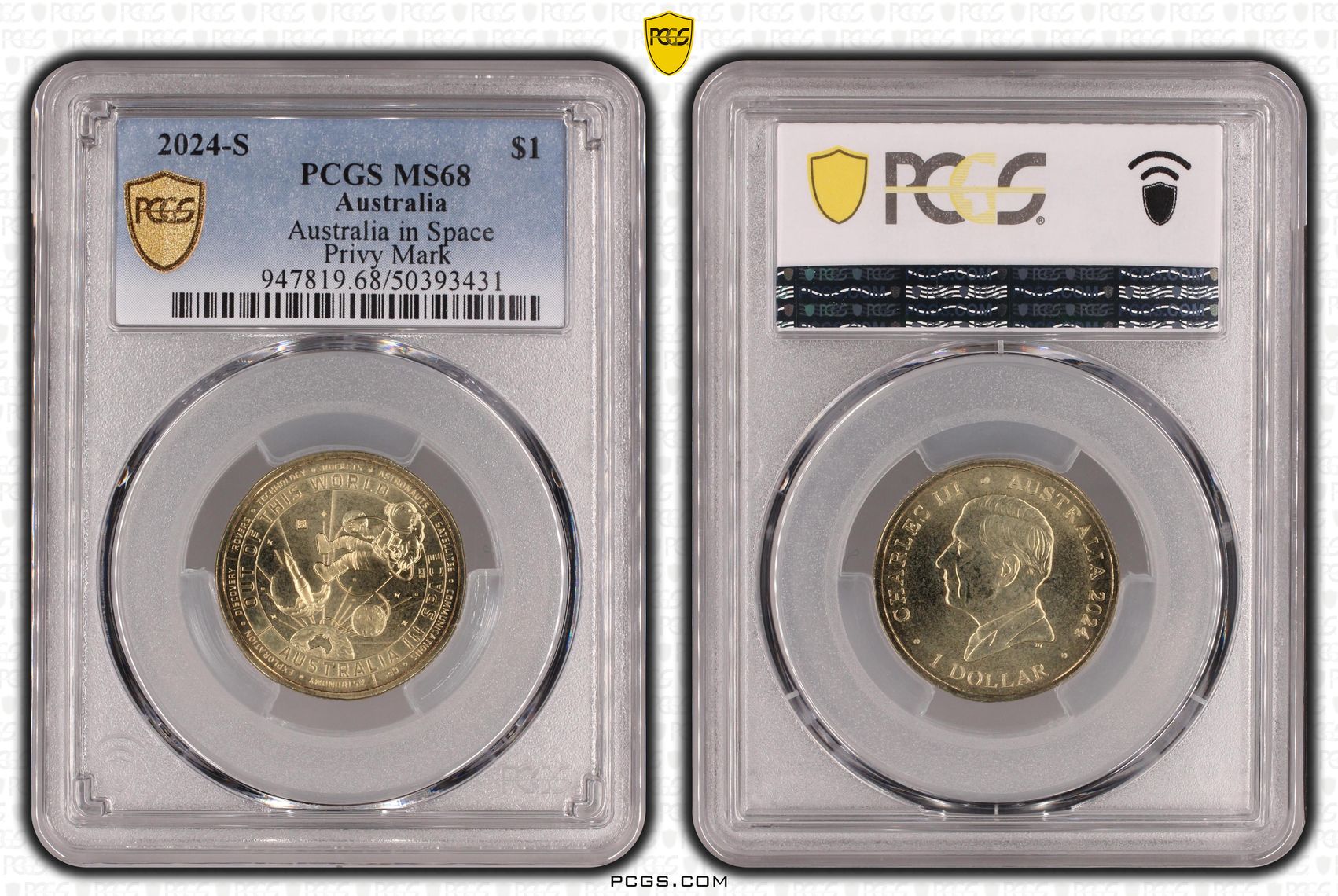 351 · Australia in Space - Privy Mark , One Dollar, 2024-S, PCGS MS68