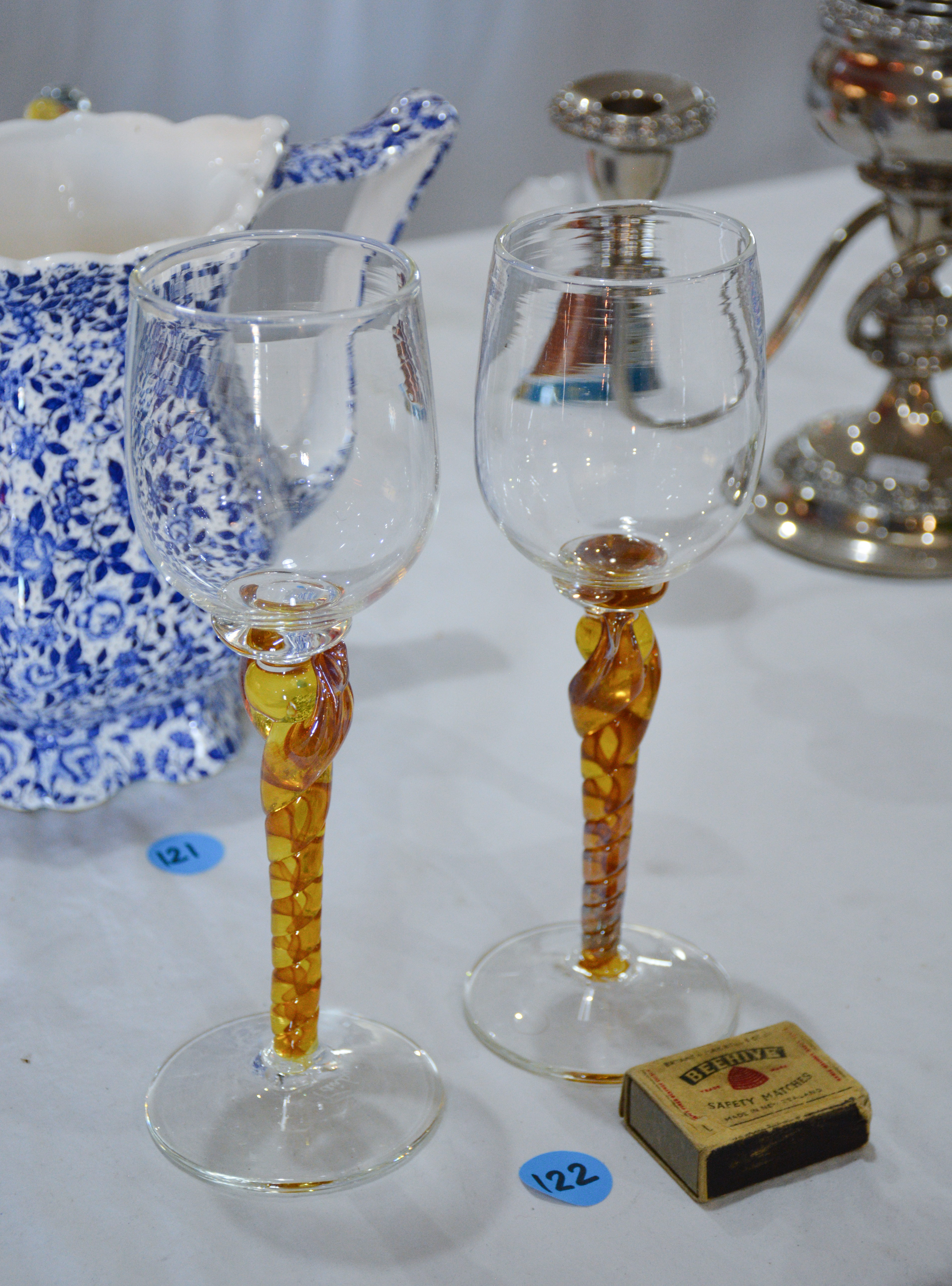Handblown Wine Glasses by Barry Fairbairn — sold at auction in New Zealand for $25