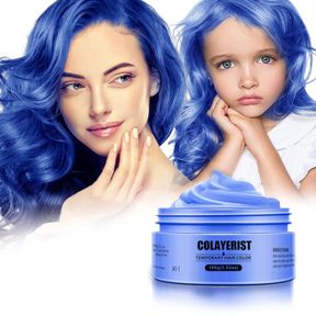 BLUE HAIR COLOR WAX, TEMPORARY WASHABLE HAIR COLOR DYE FOR KIDS, TEMPORARY DYE WAX NATURAL HAIRSTYLE CREAM HAIR POMADES FOR WOMEN