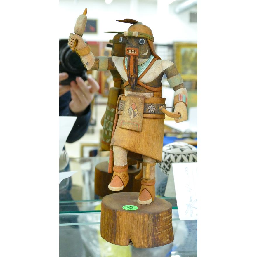 Hopi Chakwaina Uncle Carved Kachina Doll 11'' - Signed on bottom