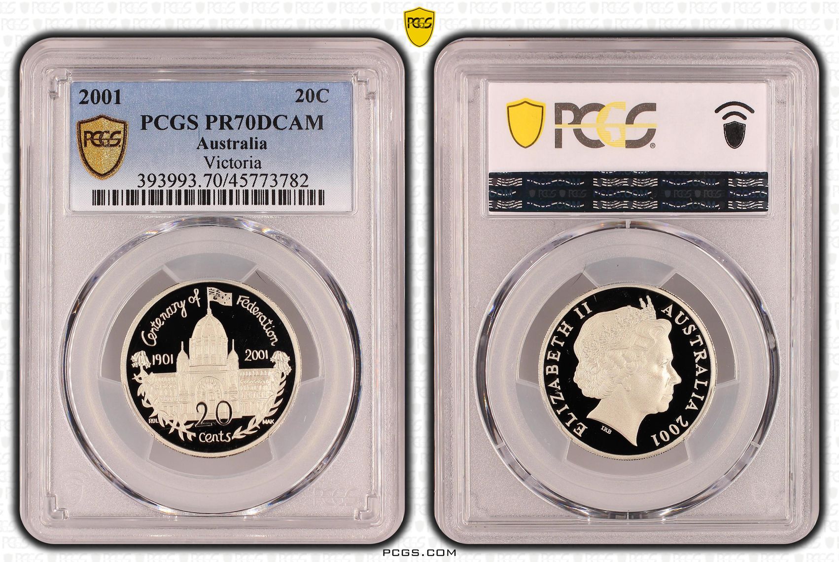 Elizabeth II, Victoria, Twenty Cent, 2001, PCGS PR70DCAM