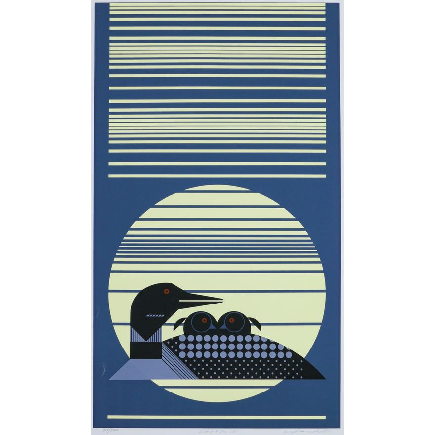 Charley Harper ''Loonrise'' 1986 Serigraph